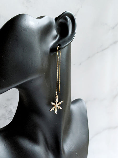 'Athena' Large Snowflake Threader Earrings (Princess Collection)