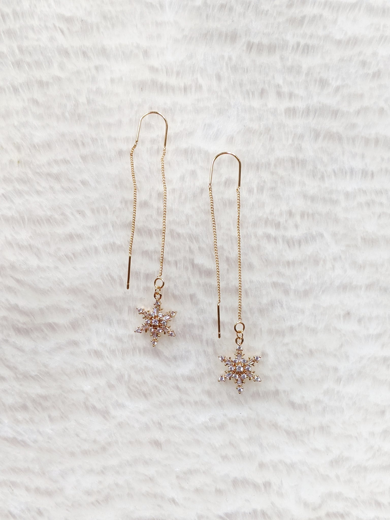 'Athena' Medium Snowflake Threader Earrings (Princess Collection)