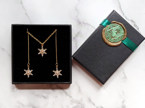 'Athena' Medium Snowflake Threader Earrings (Princess Collection)