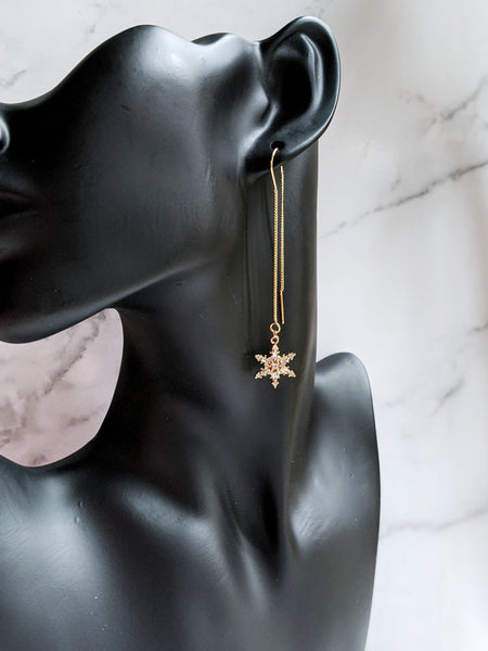'Athena' Medium Snowflake Threader Earrings (Princess Collection)