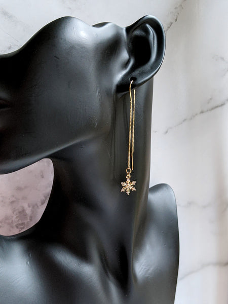 'Athena' Small Snowflake Threader Earrings (Princess Collection)