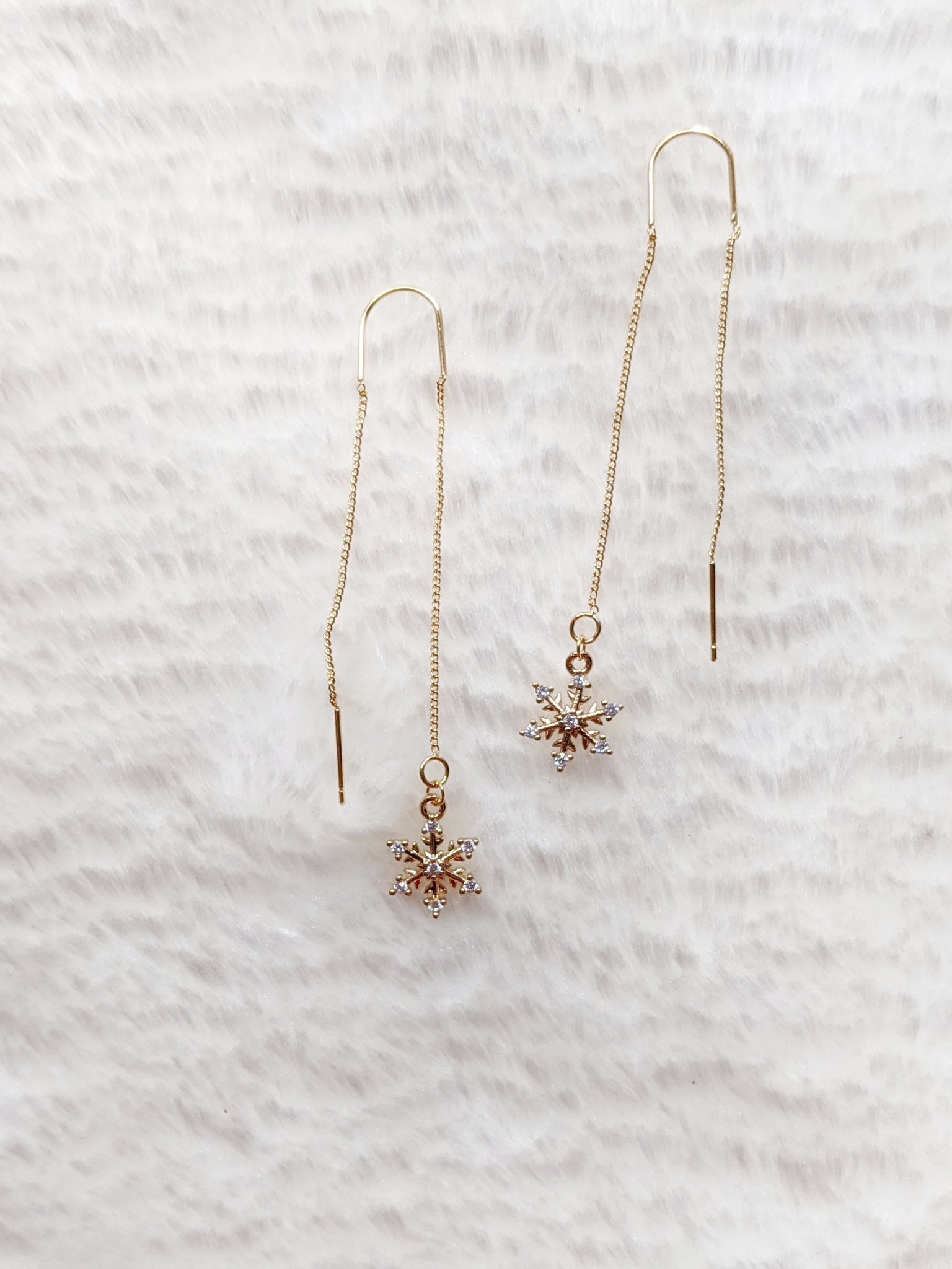 'Athena' Small Snowflake Threader Earrings (Princess Collection)