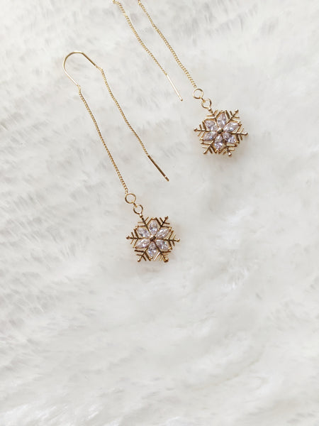 'Athena' Flowery Snowflake Threader Earrings (Princess Collection)