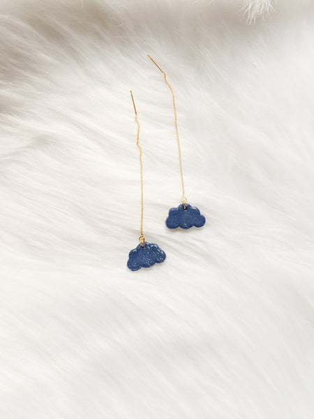Navy Clouds Threader Earrings (Fantasy Nights Collection)