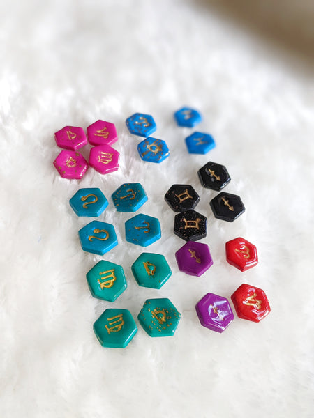 Star Sign Hexagon Polymer Clay Studs Earrings (Zodiac Collection)