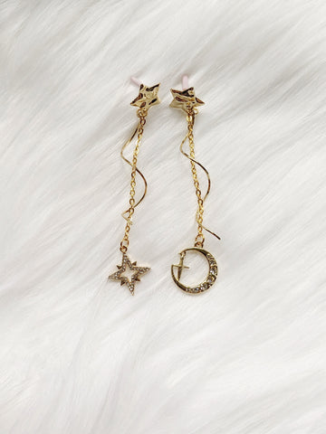 'Audrey' Moon & Star Mismatch Earrings (Princess Collection)