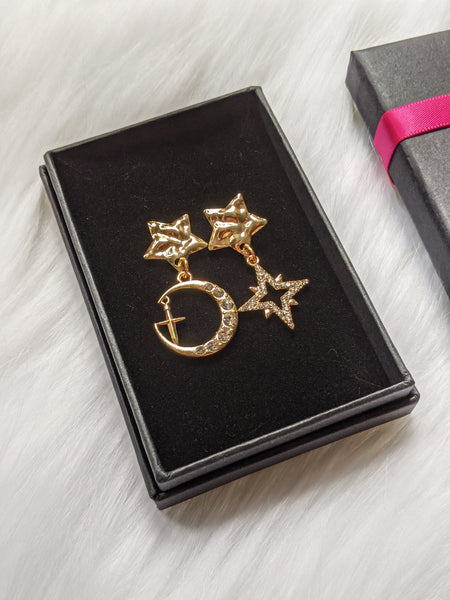 'Charlie' Moon & Star Mismatch Earrings (Princess Collection)