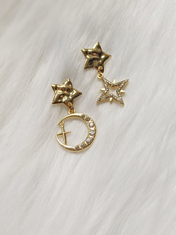 'Charlie' Moon & Star Mismatch Earrings (Princess Collection)