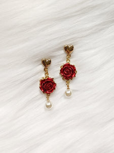 'Ophelia' Rose & Pearl Earrings (Princess Collection)