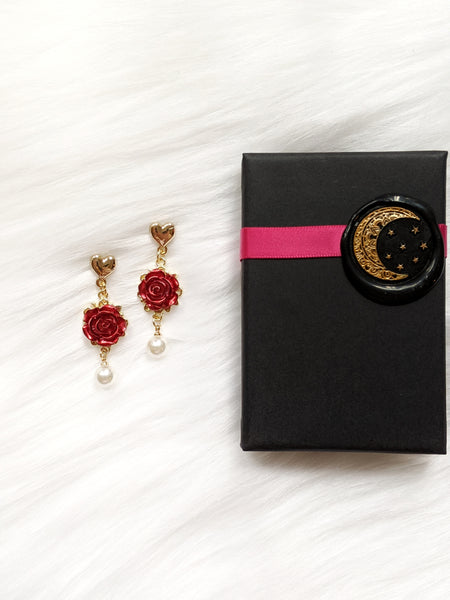 'Ophelia' Rose & Pearl Earrings (Princess Collection)