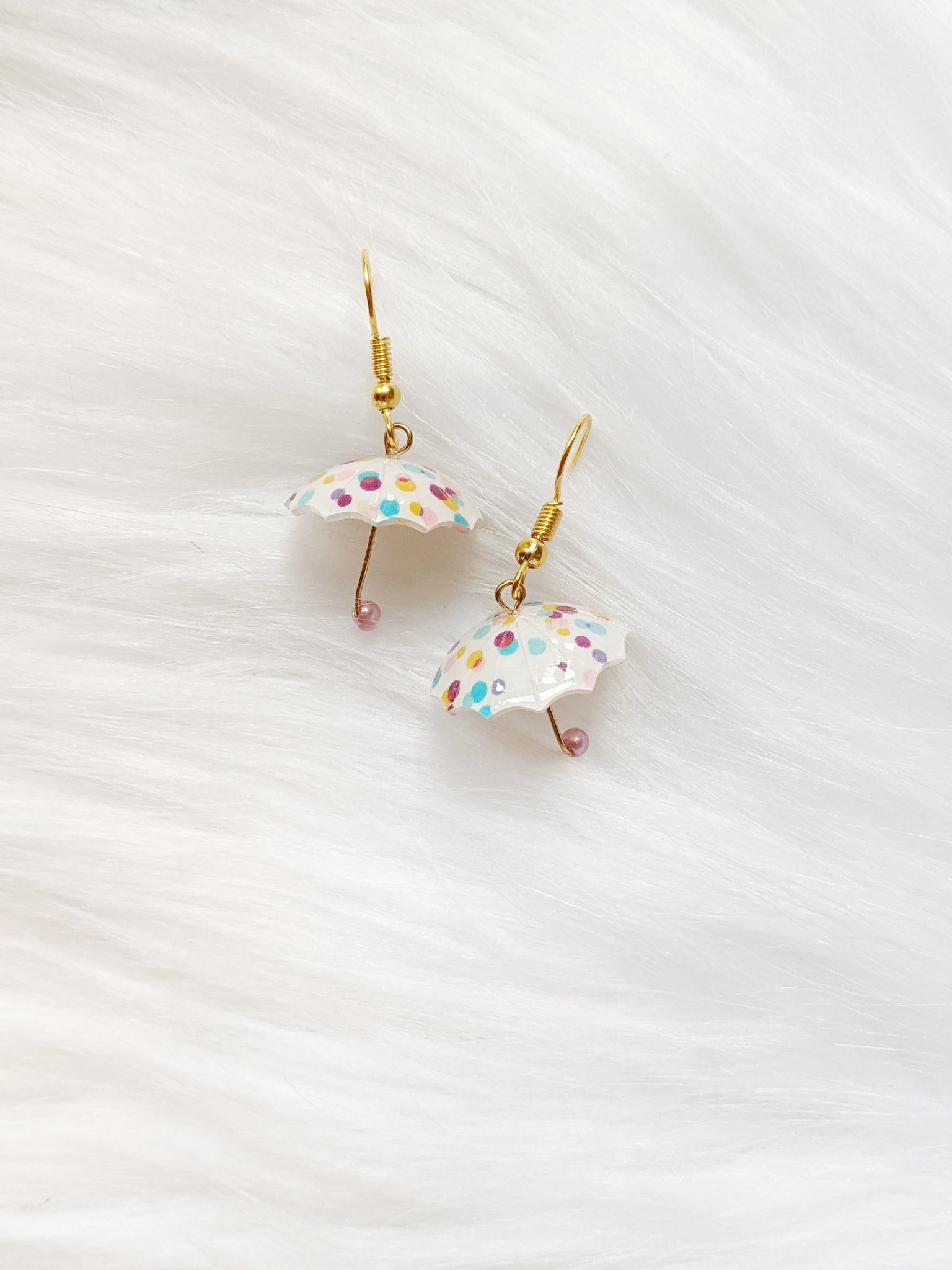 'Emma' Polka Dots Umbrella Hooks Earrings (Princess Collection)