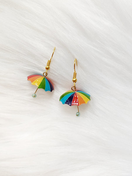 'Emma' Rainbow Umbrella Hooks Earrings (Princess Collection)