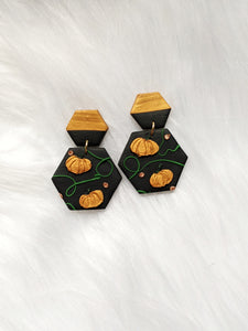 Gold Hexagon Pumpkin Earrings (Queen Collection)