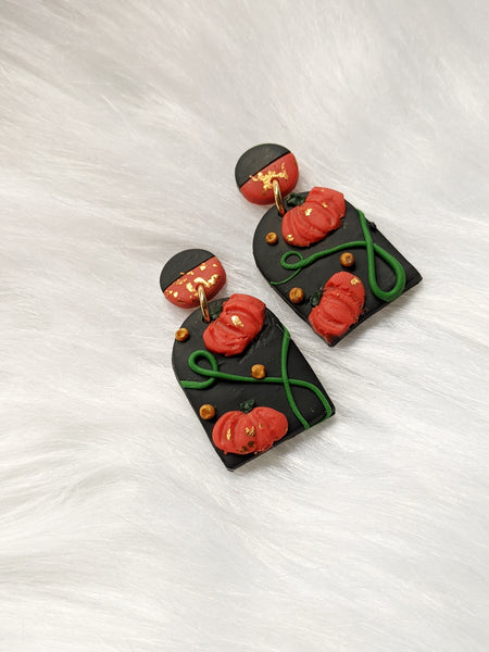 Orange Arches Pumpkin Earrings (Queen Collection)