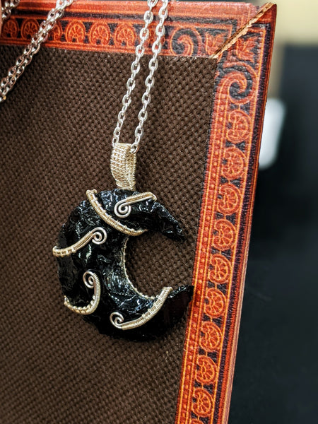 Tentacle Moon - Obsidian/Silver 1 (Crystal Pendants Collection)