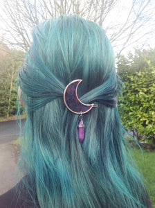 Galaxy Moon + Faux Crystal Barrette (Festival Collection)