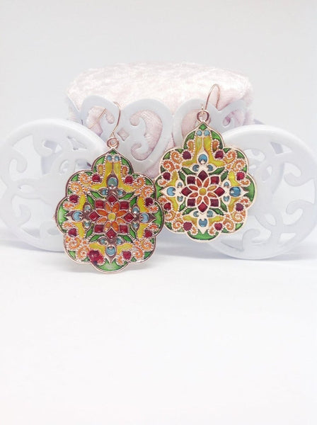 Floral Stained Glass Effect Earrings (Festival Collection)