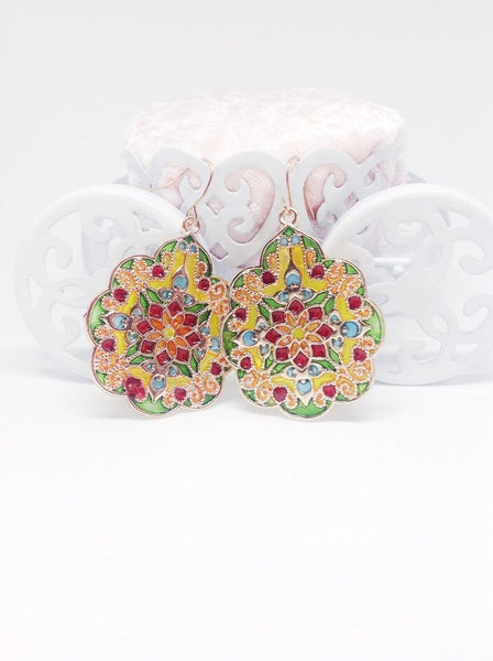 Floral Stained Glass Effect Earrings (Festival Collection)