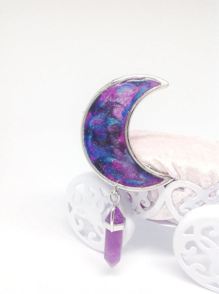 Galaxy Moon + Faux Crystal Barrette (Festival Collection)