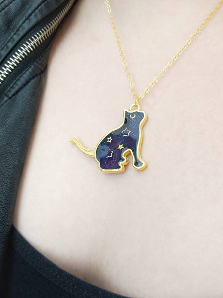 Galaxy Space Cat Pendant Necklace (Galaxy Cats Collection)