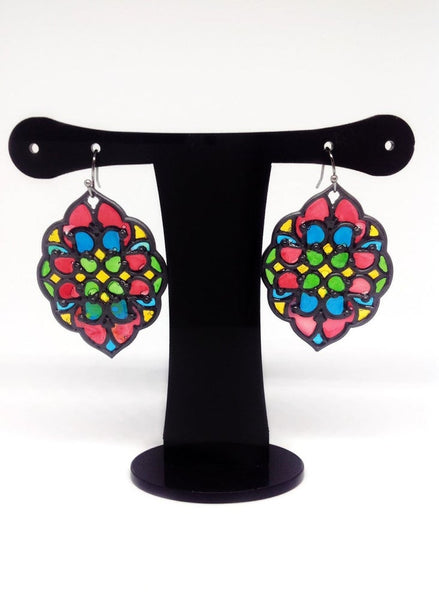 Rose Window Stained Glass Effect Earrings (Festival Collection)