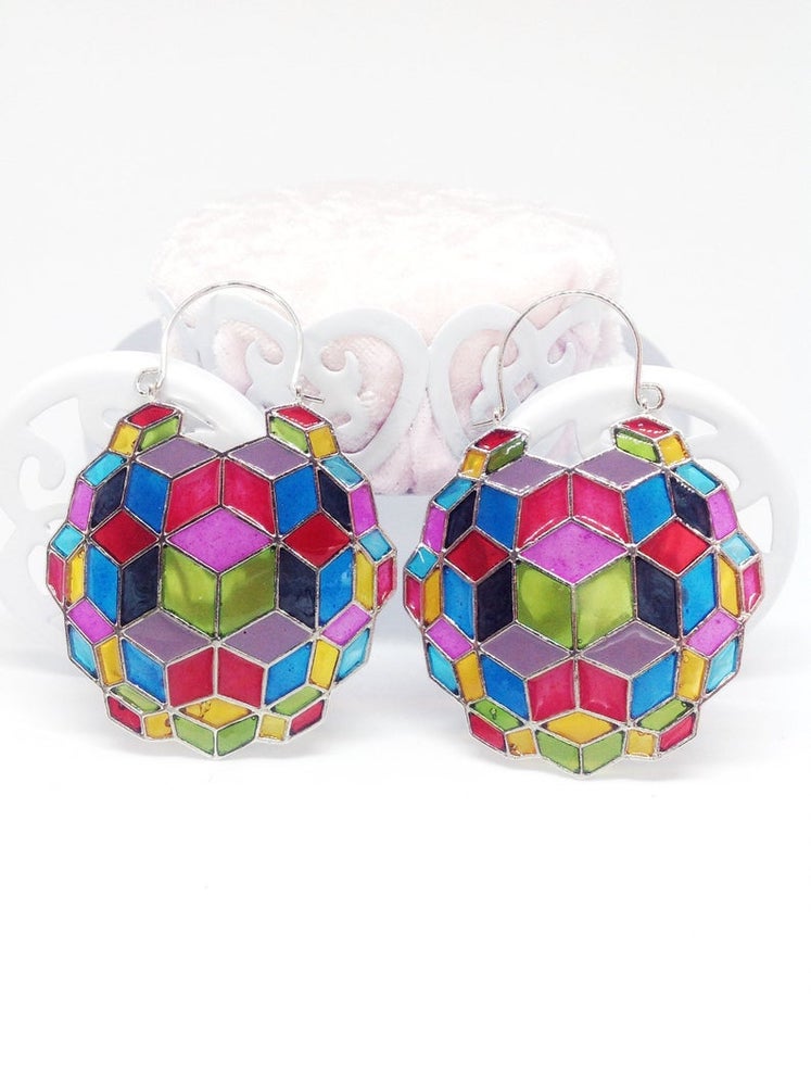 Geometric Stained Glass Effect Earrings (Festival Collection)