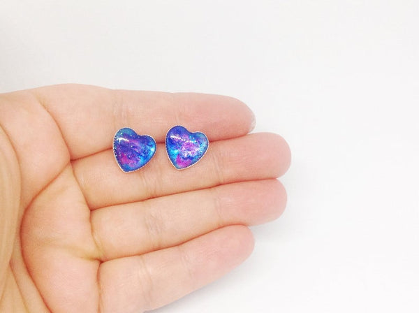 Galaxy Heart Stud Earrings (Galaxy Sparkle Collection)