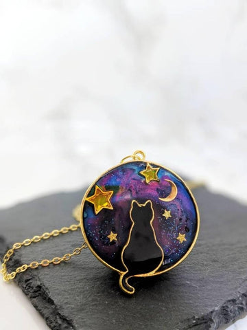 Galaxy Space Cat Pendant Necklace 18 (Galaxy Cats Collection)