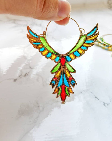 Aztec Inspired Stained Glass Effect Earrings (Festival Collection)