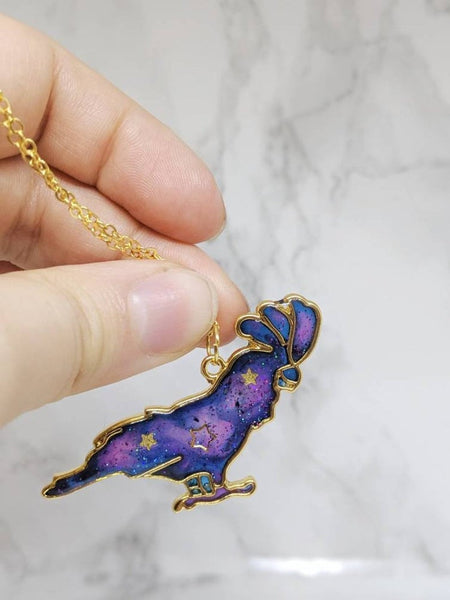 Galaxy Cockatoo Pendant Necklace (Galaxy Animals Collection)