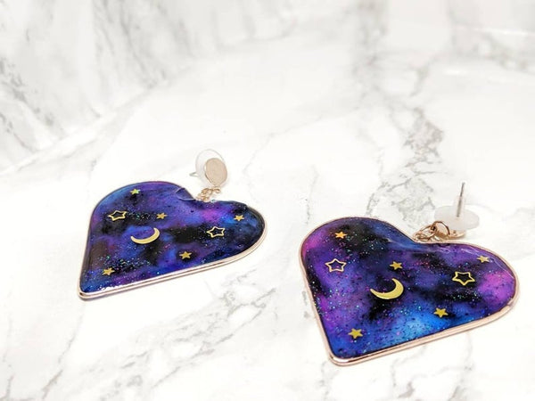 Galaxy Heart Earrings (Galaxy Sparkle Collection)