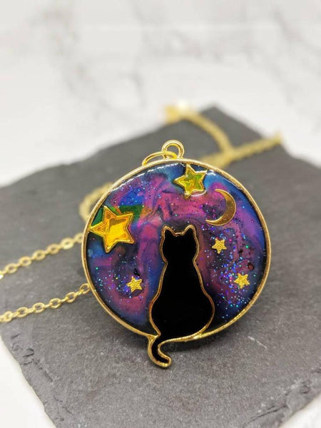 Galaxy Space Cat Pendant Necklace 18 (Galaxy Cats Collection)