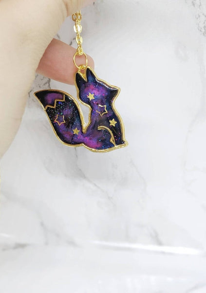 Galaxy Space Fox Pendant Necklace 2 (Galaxy Foxes Collection)