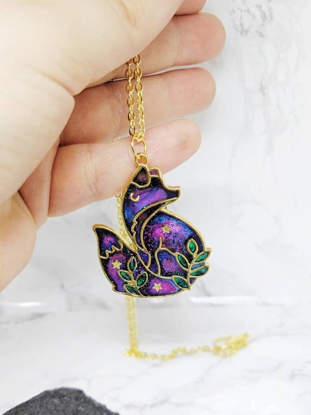 Galaxy Space Fox Pendant Necklace (Galaxy Foxes Collection)
