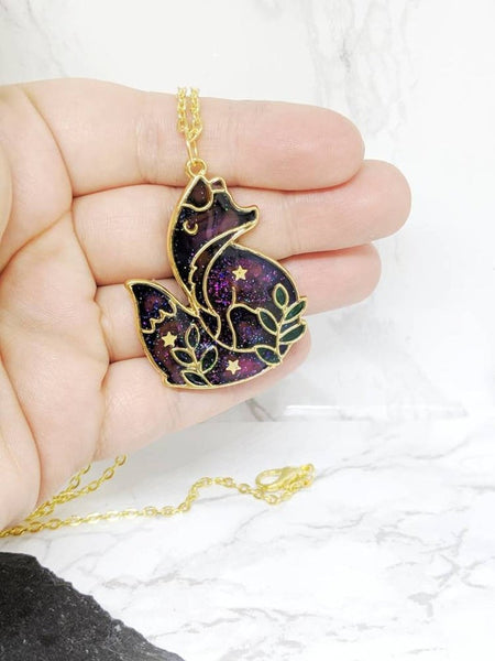 Galaxy Space Fox Pendant Necklace (Galaxy Foxes Collection)