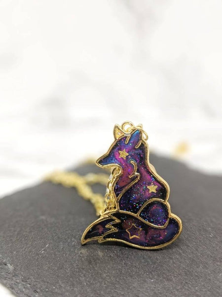 Galaxy Space Fox Pendant Necklace 10 (Galaxy Foxes Collection)
