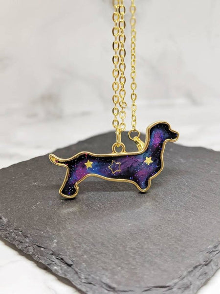 Dachshund Sausage Dog Galaxy Pendant Necklace (Galaxy Dogs Collection)