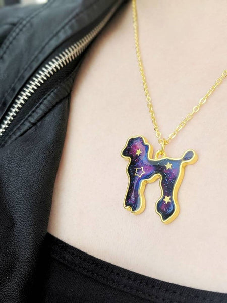 Poodle Dog Galaxy Pendant Necklace (Galaxy Dogs Collection)