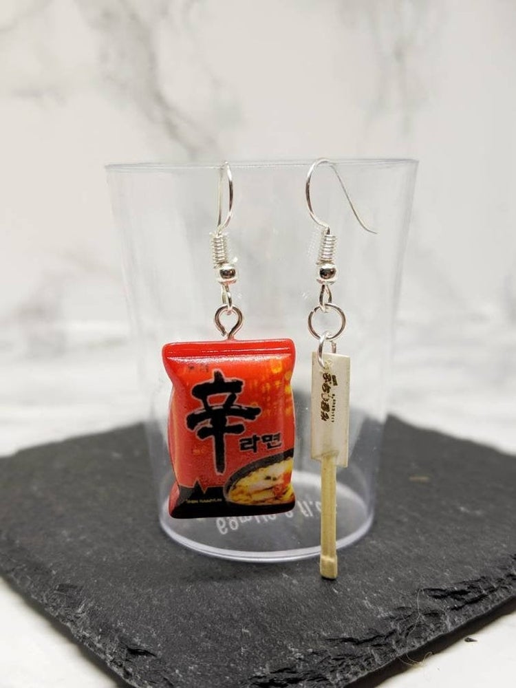 Mismatch Chopsticks Ramen Noodle Packet Earrings (Taste of Asia Collection)