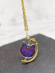 Galaxy Cat Spinner Pendant Necklace (Spinner Collection)
