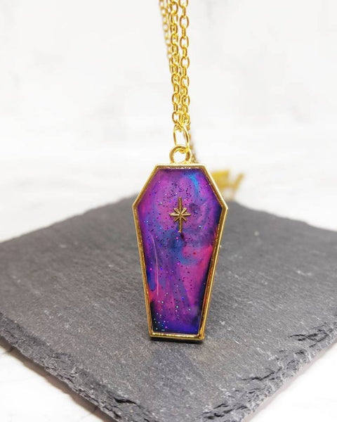 Galaxy Coffin Pendant Necklace (Halloween Collection)