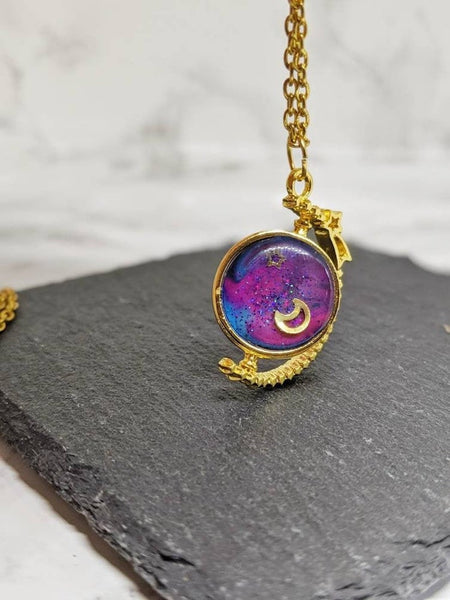 Galaxy Globe Spinner Pendant Necklace (Spinner Collection)