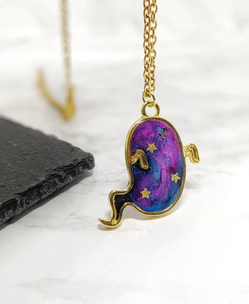 Galaxy Ghost Pendant Necklace (Halloween Collection)