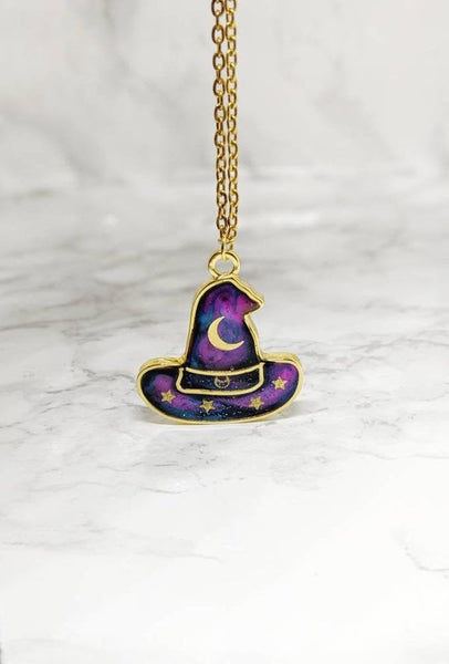 Galaxy Witch Hat Pendant Necklace (Halloween Collection)