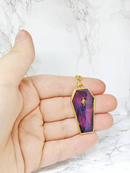 Galaxy Coffin Pendant Necklace (Halloween Collection)