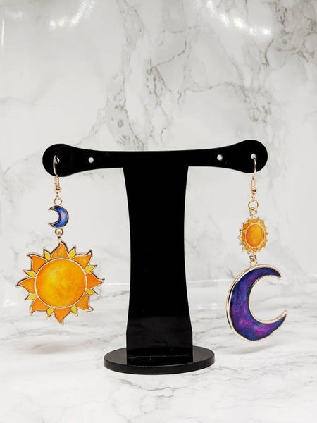 Sun and Moon Mismatch Earrings With Hooks (Festival Collection)