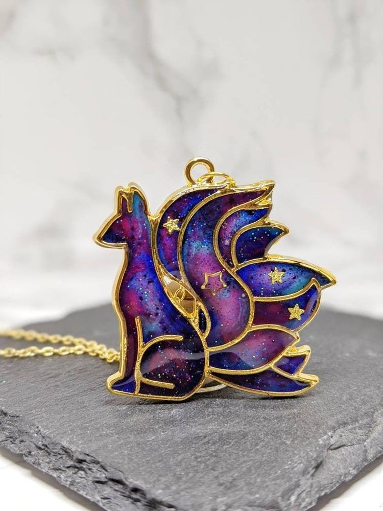 Galaxy Space Fox Pendant Necklace 4 (Galaxy Foxes Collection)