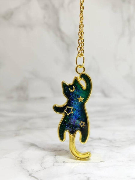 Aurora Borealis Cat Pendant Necklace 8 (Northern Lights Cats Collection)