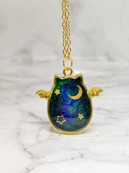 Aurora Borealis Cat Pendant Necklace 6 (Northern Lights Cats Collection)