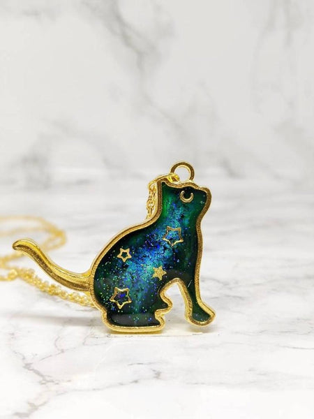 Aurora Borealis Cat Pendant Necklace. (Northern Lights Cats Collection)